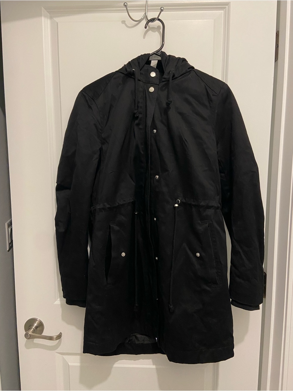 Women's Black Hooded Parka Jacket